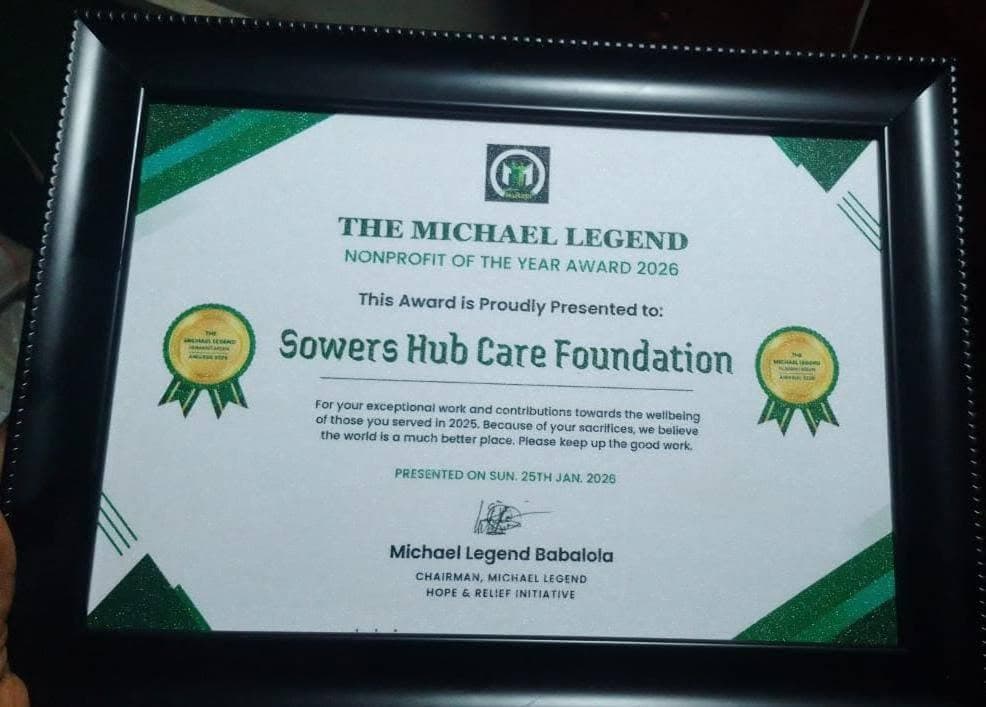 The Michael Legend Nonprofit of the Year Award 2026, presented to SowersHub Care Foundation